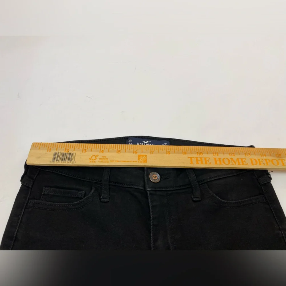 Hollister Distressed Mid Rise Super Skinny Classic Stretch Black Jeans size 5R - Picture 12 of 13